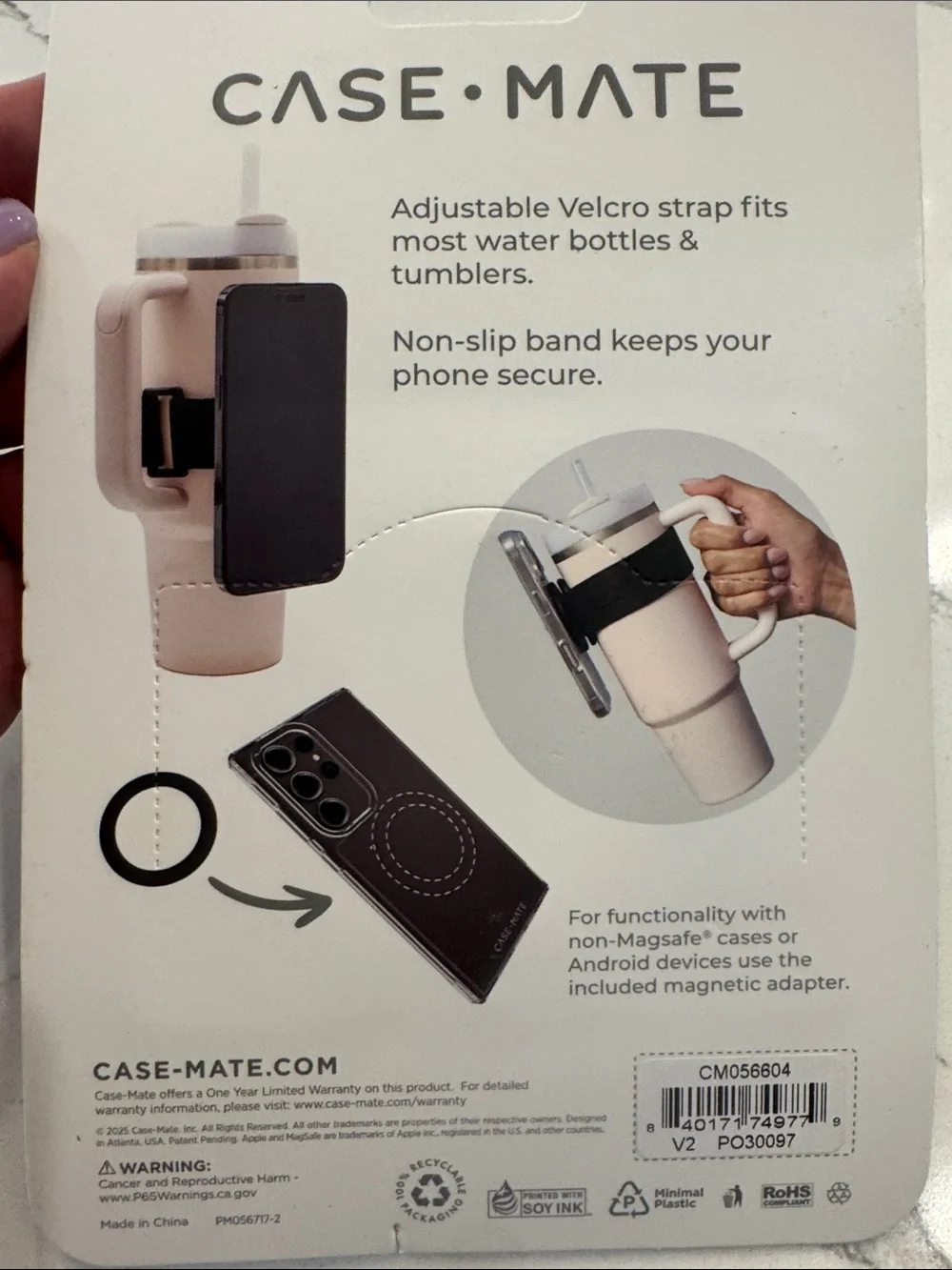 case-mate Magnetic Phone Holder for Water Bottles — Black